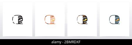 Tiger Eye Inside Letter Logo Design Q Stock Vector