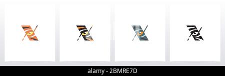 Tiger Eye Inside Letter Logo Design X Stock Vector