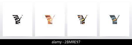 Tiger Eye Inside Letter Logo Design Y Stock Vector