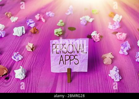 Handwriting text writing Personal Apps. Conceptual photo Organizer Online Calendar Private Information Data Stock Photo