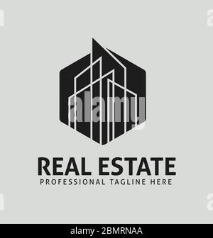 Modern Real Estate logo template. Corporate real estate business logo vector black and white template, Easy to edit vector file Stock Vector