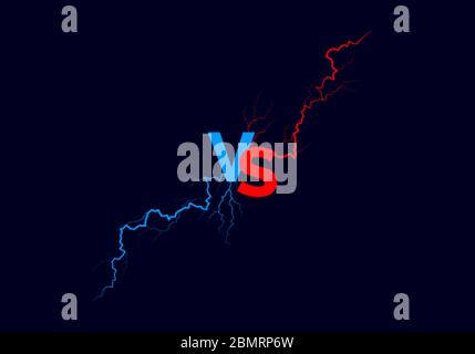 VS text with red and blue lightning. Versus battle. Sport or game background. Vector illustration Stock Vector
