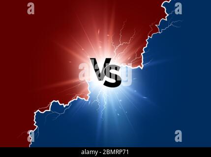 VS text with lightning. Versus battle. Sport or game background. Vector illustration Stock Vector