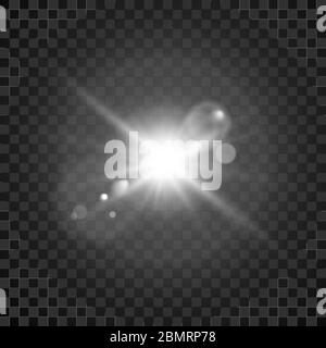 Star burst. Transparent glow light effect. Star burst. Bright flash with lens effect. Vector Stock Vector
