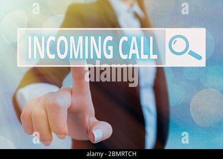 Writing note showing Incoming Call. Business concept for Inbound Received Caller ID Telephone Voicemail Vidcall Stock Photo