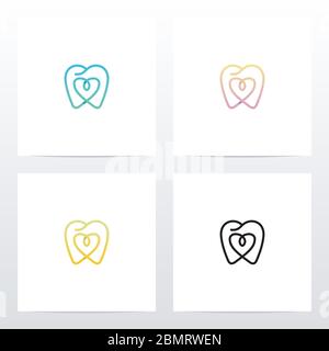 Tooth And Heart Logo Design Stock Vector