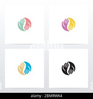 Two Hands Circle Logo Design Stock Vector