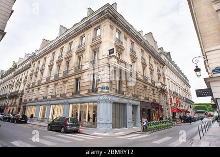 Paris. France - May 17, 2019: Street Rue Cambon. Paris. Facade of Old Building. Stock Photo