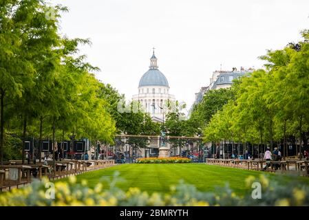 Paris. France - May 17, 2019: Luxembourg Garden in Paris. France. Pantheon at Background. Stock Photo