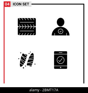 4 Solid Glyph Concept For Websites Mobile And Apps Chair, Web, Rest 