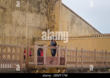 Hawa mahal aka wind palace is an important Tourist places of Jaipur in Rajasthan, India Stock Photo