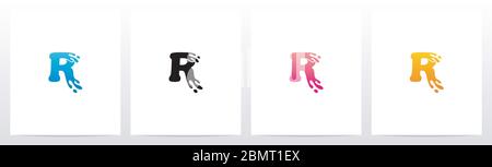 Water Splash On Letter Logo Design R Stock Vector