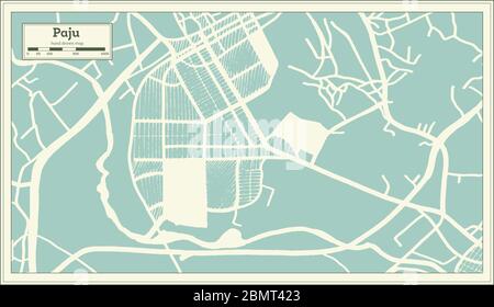 Paju South Korea City Map in Black and White Color in Retro Style ...