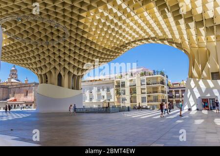 Modern construction of the Setas the Sevilla in Spain Stock Photo