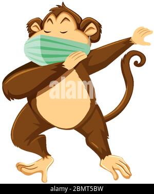 Monkey cartoon character wearing mask illustration Stock Vector