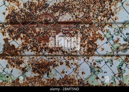 rusty metal background with grid Stock Photo