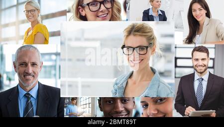 Self isolating business people during a video call during coronavirus covid19 epidemic Stock Photo