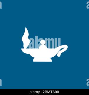 Magic Oil Lamp Icon On Black Background. Black Flat Style Vector ...