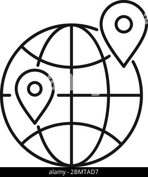 Global relocation icon. Outline global relocation vector icon for web design isolated on white background Stock Vector
