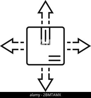 Box relocation direction icon. Outline box relocation direction vector icon for web design isolated on white background Stock Vector