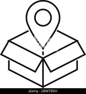 Gps pin delivery box icon. Outline gps pin delivery box vector icon for web design isolated on white background Stock Vector