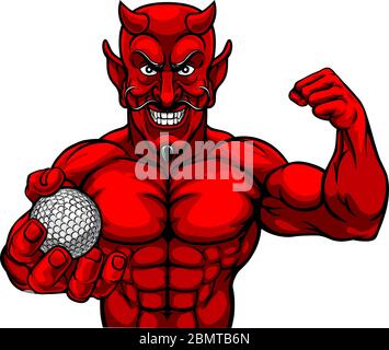 Devil Golf Sports Mascot Holding Ball Stock Vector