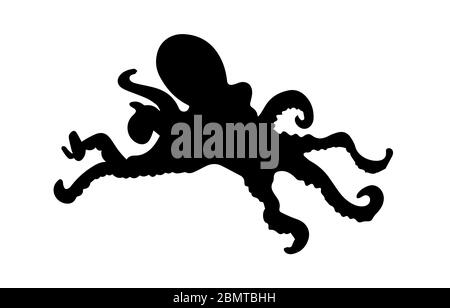 Octopus tentacle. Ink black and white drawing Stock Photo - Alamy