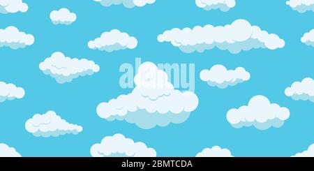 Clouds on sky horizontal seamless pattern. Stock Vector