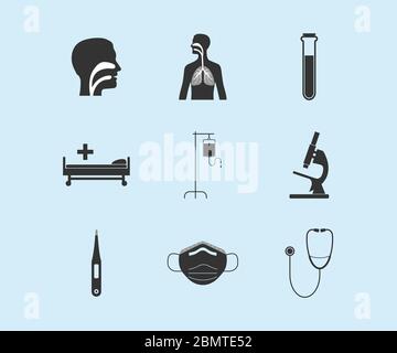 Healthcare, medical icon set. Vector illustration, flat design. Stock Vector