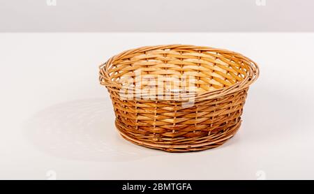 Empty wooden basket for fruit or bread.. Stock Photo