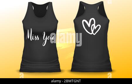 mock up illustration of female tank with heart on abstract background Stock Vector