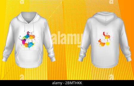 mock up illustration of sweat shirt with colorful art on abstract background Stock Vector