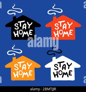 Coronavirus collection - stay home lettering - vector illustrations Stock Vector