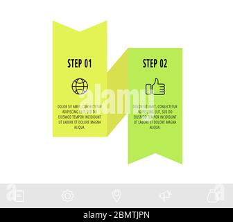 Vector infographics design template with two labels. Modern ribbon concept. Origami style can be used for diagram, business, web, banner, flow chart Stock Vector
