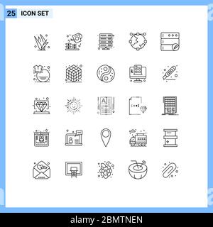 25 Creative Icons Modern Signs and Symbols of line, development, data, design, vpn Editable Vector Design Elements Stock Vector