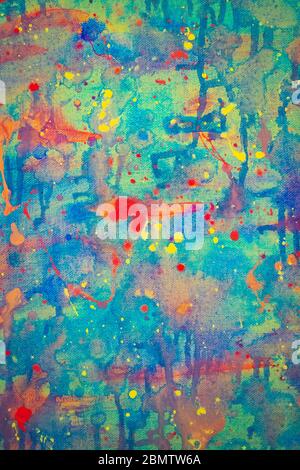 Nice colorful painting, canvas painted with multi-colored acrylic paints, abstract colorful background, creativity concept Stock Photo