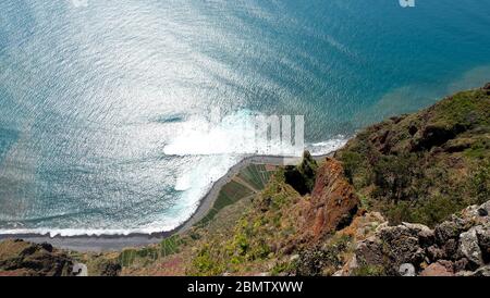 Sea view from a hill from the island Madeira in Portugal Stock Photo