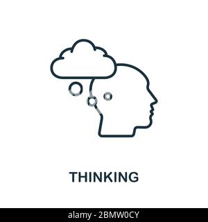 Thinking icon from business training collection. Simple line Thinking icon for templates, web design and infographics Stock Vector