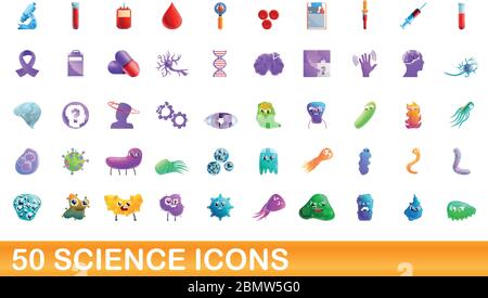 50 anatomy icons set. Cartoon illustration of 50 anatomy icons vector ...