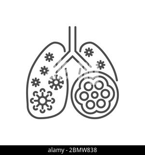 Pneumonia related vector thin line icon. Stock Vector