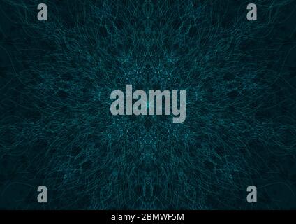 Dark background with blue shining chaotics paths. Stock Photo