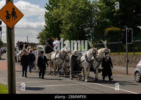 Cork, Ireland, 11th May 2020. Traveller Funeral at Church of the Resurrection, Cork City.  A funeral for two teenage travellers who died tragically overseas at the Church of the Resurrection in Farrenree, Cork. Credit: Damian Coleman Stock Photo