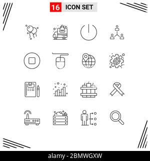 Pictogram Set of 16 Simple Outlines of stop, team, tumbler, people, group Editable Vector Design Elements Stock Vector