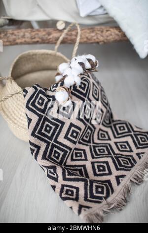 brown plaid with a pattern in a stylish interior Stock Photo