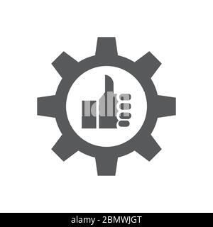 Thumb up gear vector icon symbol isolated on white background Stock ...