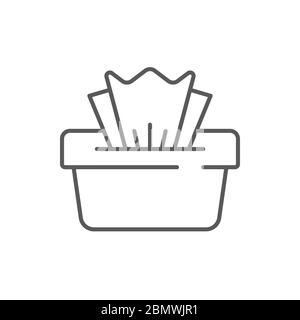 Tissue wet wipes handkerchief box vector icon isolated on white background Stock Vector