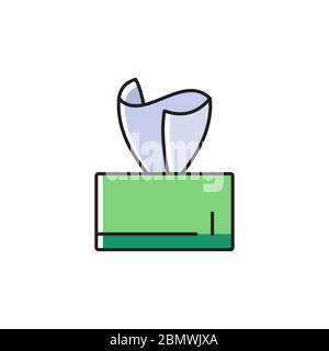 Tissue wet wipes handkerchief box vector icon isolated on white background Stock Vector