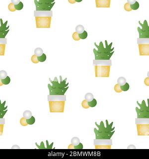 seamless pattern with cactus flowers vector Stock Vector