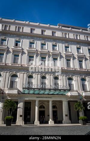 Gran Hotel Manzana Kempinski La Habana is a luxury hotel located in the historic Manzana de Gomez building, Parque Central, Havana, Cuba Stock Photo