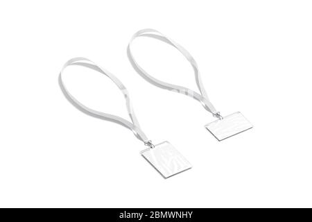 Blank white horizontal and vertical lanyard with name card mockup Stock Photo